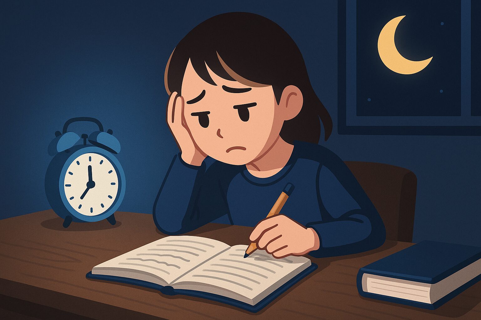 夜ふかししている女の子
