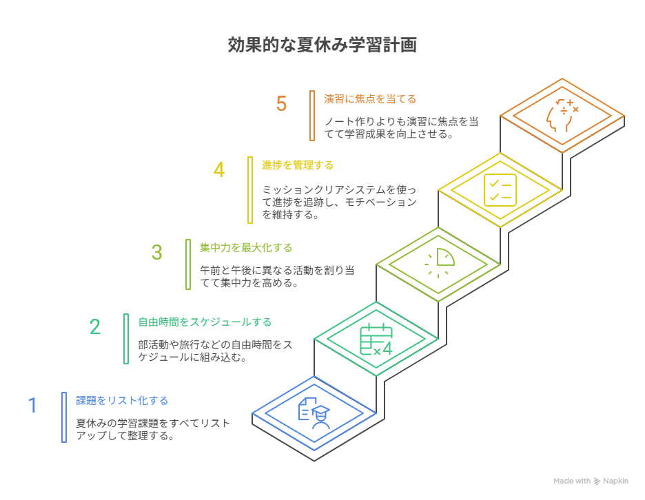 効果的な夏休みの学習計画のイラスト