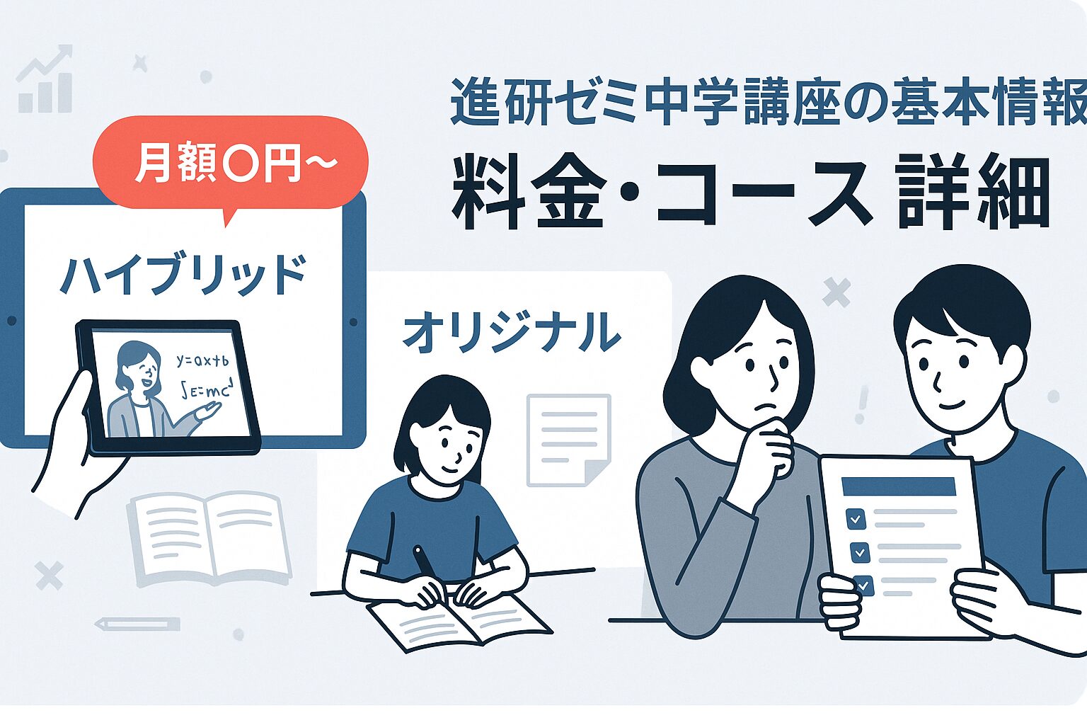 進研ゼミ中学講座の料金・コースをイメージしたイラスト。
